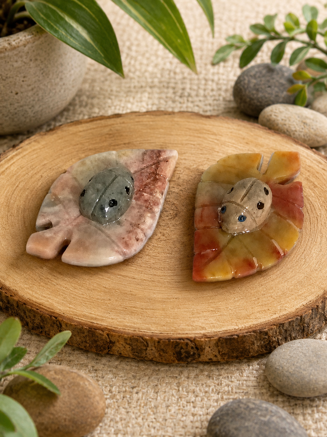 Ladybug on Leaf, Soapstone