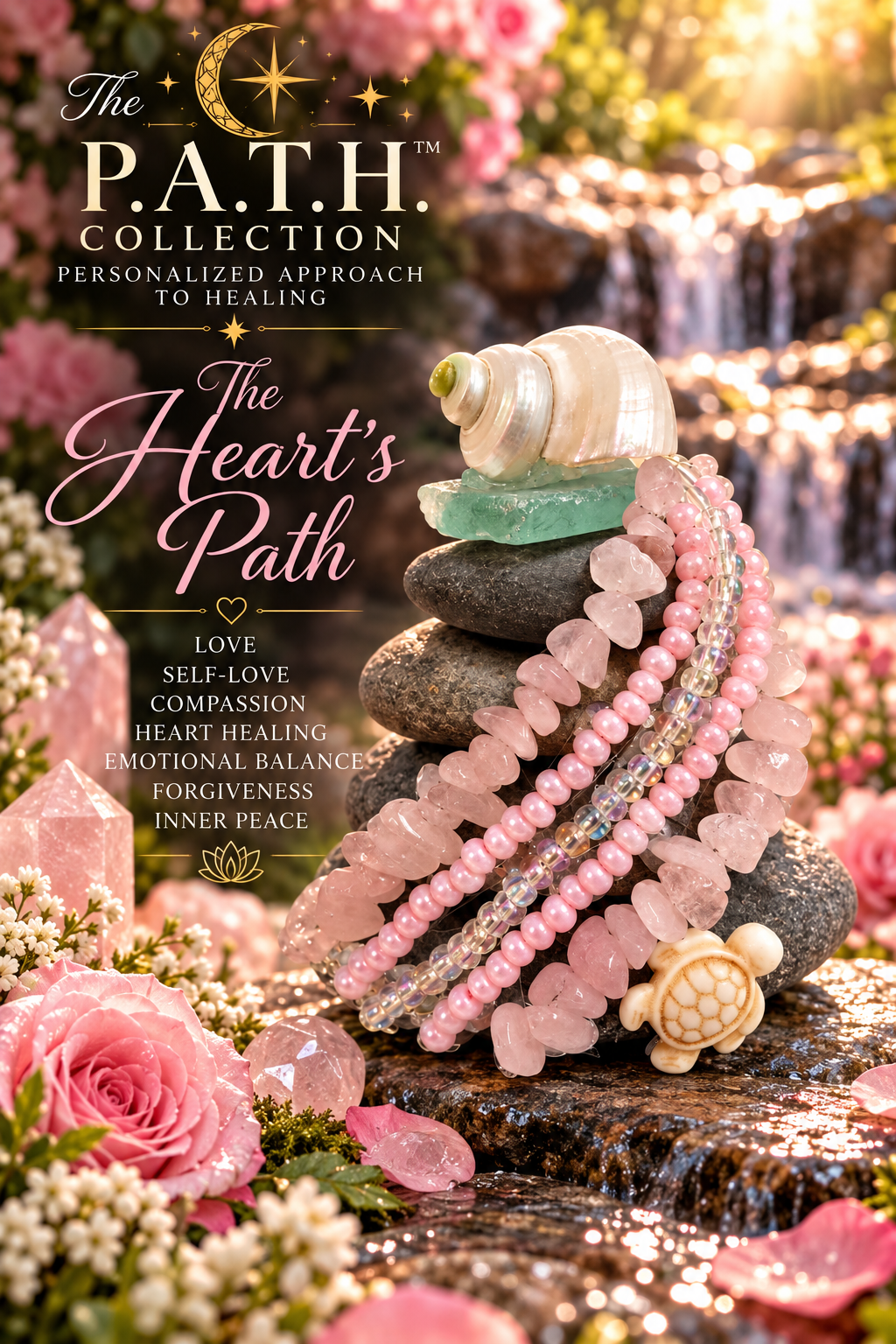 The Hearts Path, Rose Quartz Healing Crystal Stone Cairn™